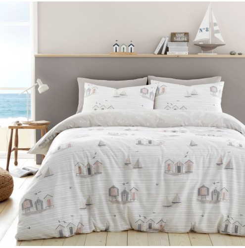 Beach Huts Duvet Cover Set Natural