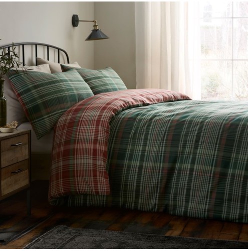 Bennet Check Duvet Cover Set Green