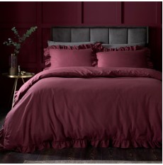 Cassia Frill Duvet Cover Set Burgundy