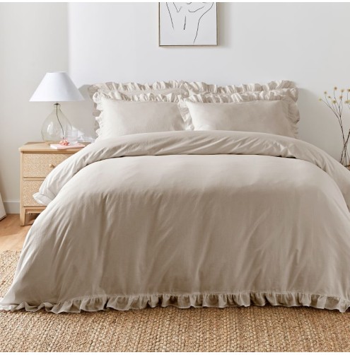 Cassia Frill Duvet Cover Set Natural