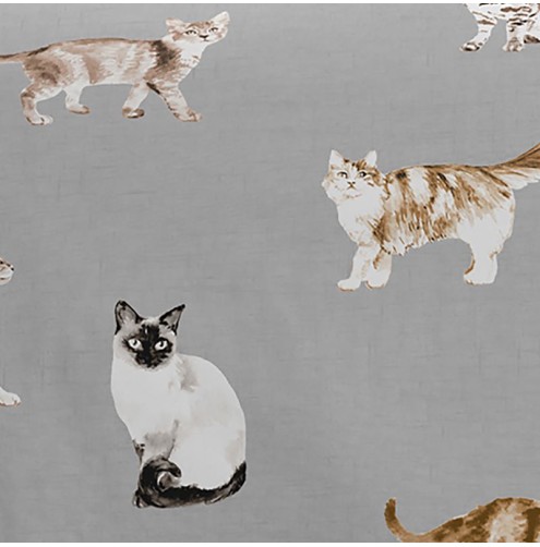 Cats Duvet Cover Set Grey