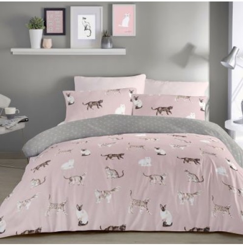 Cats Duvet Cover Set Blush