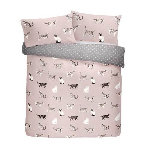 Cats Duvet Cover Set Blush