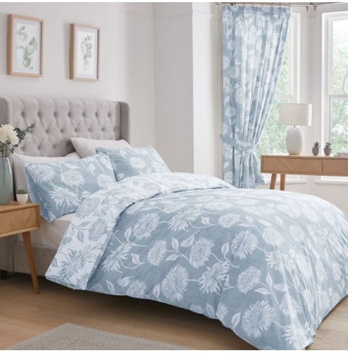 Chrysanthemum Duvet Cover Set Blue