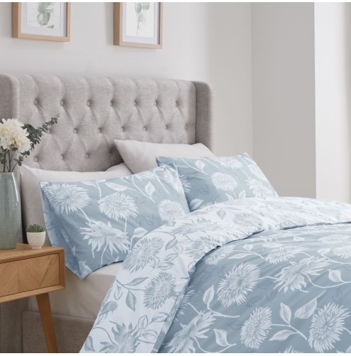 Chrysanthemum Duvet Cover Set Blue