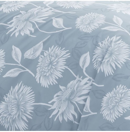 Chrysanthemum Duvet Cover Set Blue