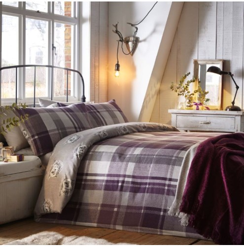 Colville Check Duvet Cover Set Plum