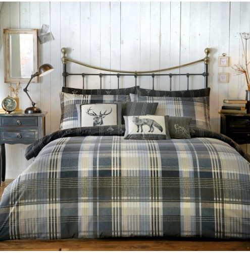 Connolly Check Duvet Cover Set Charcoal