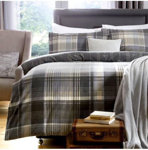 Connolly Check Duvet Cover Set Charcoal