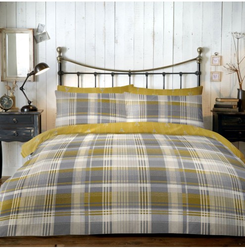 Connolly Check Duvet Cover Set Ochre