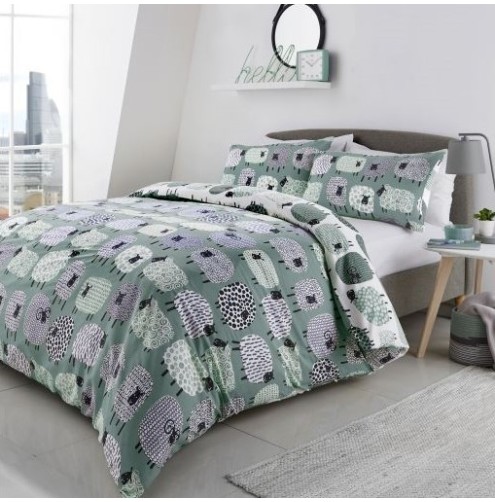 Dotty Sheep Duvet Cover Set Duck Egg