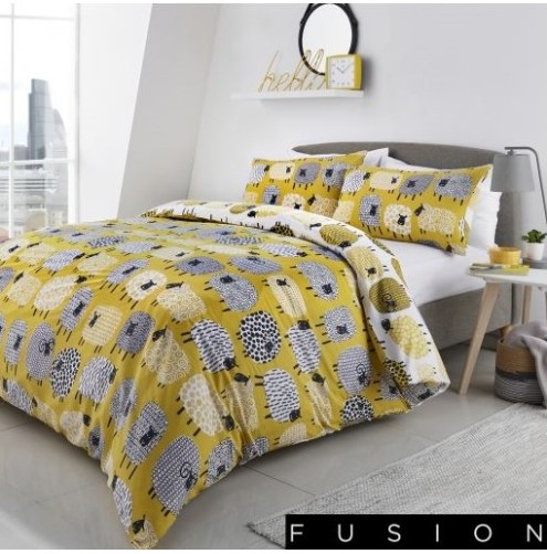 Dotty Sheep Duvet Cover Set Ochre