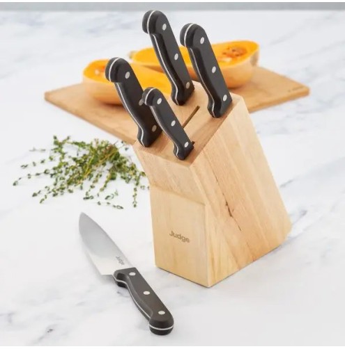 Sabatier & Judge Set of 5 Kitchen Knives in Hardwood Knife Block
