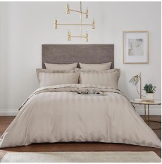 Satin Stripe Quilt Cover Ivory (Disc)