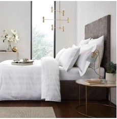 Satin Stripe Quilt Cover White (Disc)