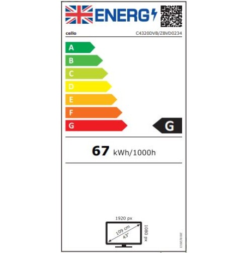 Cello 43” Full HD LED TV With Built-in Freeview 