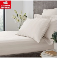 Satin Stripe Fitted Sheet Ivory (Disc)