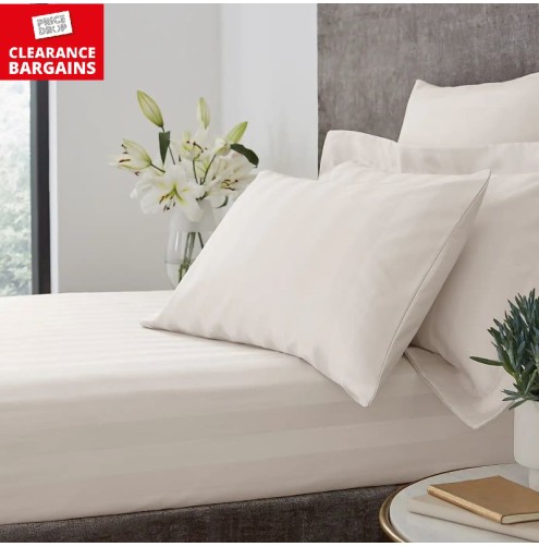 Satin Stripe Fitted Sheet Ivory (Disc)