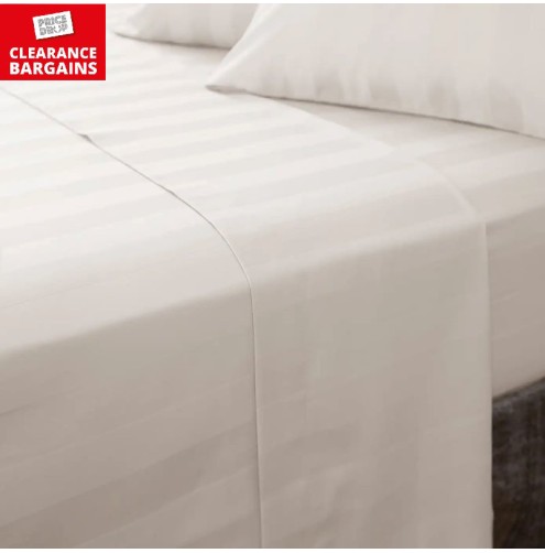 Satin Stripe Flat Sheet Ivory (Disc)