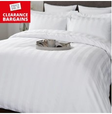 Satin Stripe Quilt Cover White (Disc)