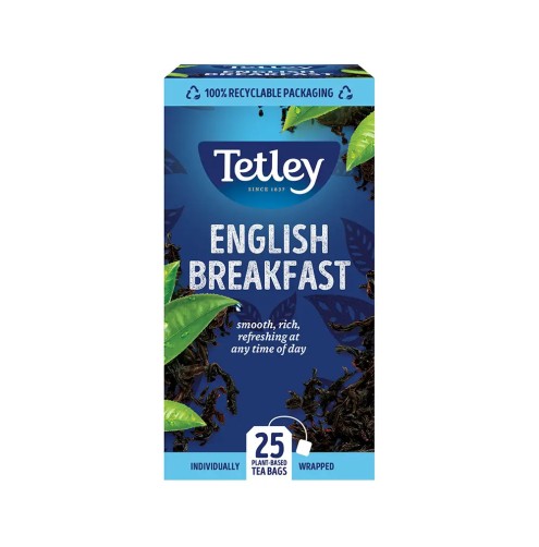 Tetley English Breakfast Black Tea Bags (Pack of 25)