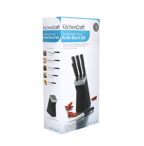 5 Piece Knife Block Set in Black