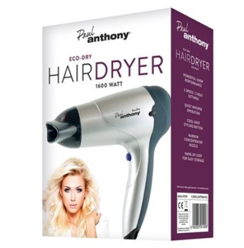 Paul Anthony 'Eco-Dry' 1600w Hair Dryer - Silver