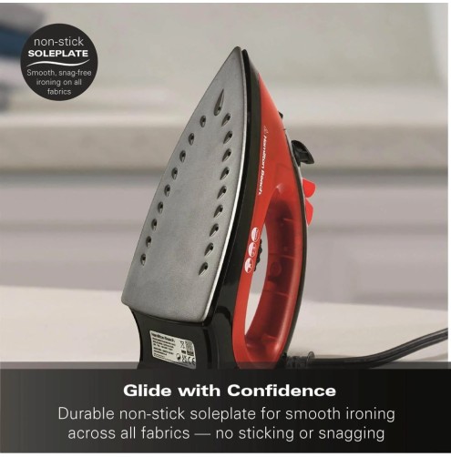 Hamilton Beach ProGlide 2200W Corded Steam Iron - Red & Black