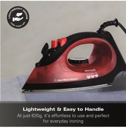 Hamilton Beach ProGlide 2200W Corded Steam Iron - Red & Black