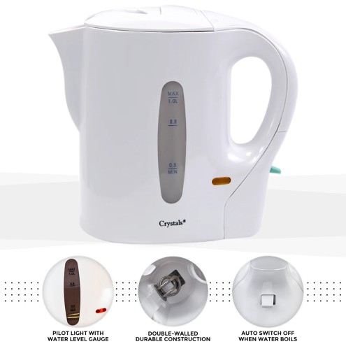 1 Litre Electric Cordless Travel Kitchen Kettle