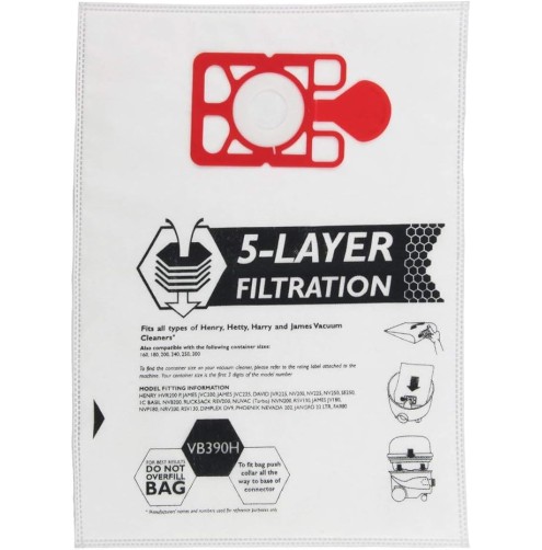 Paxanpax VB390H Non-Original Boxed SMS Bags for Numatic 200/Henry 1B/C, Pack of 10 