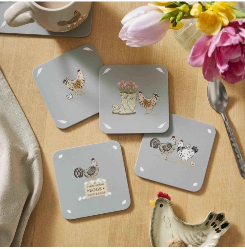 Cooksmart Coasters (Hen House Lane) Pk 4