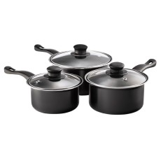 Non-Stick Saucepan Set with Glass Lids 3-Piece