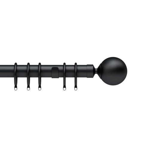 Nikola 28mm Kits Ball End Metal Curtain Pole Black
