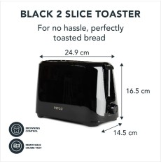 PIFCO® Essentials Black 2 Slice Toaster