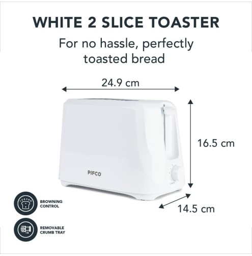 PIFCO® Essentials White 2 Slice Toaster
