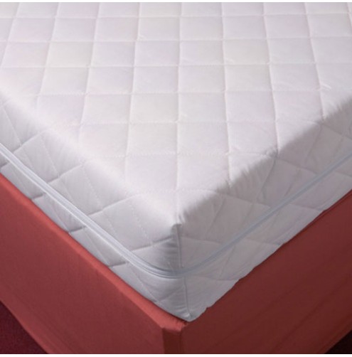 Type 1 Moisture Resistant Quilted 'Peach Soft' Microfibre Zip On Mattress Cover 75"  X 54" X 6" (190cm x 137cm x 15cm)