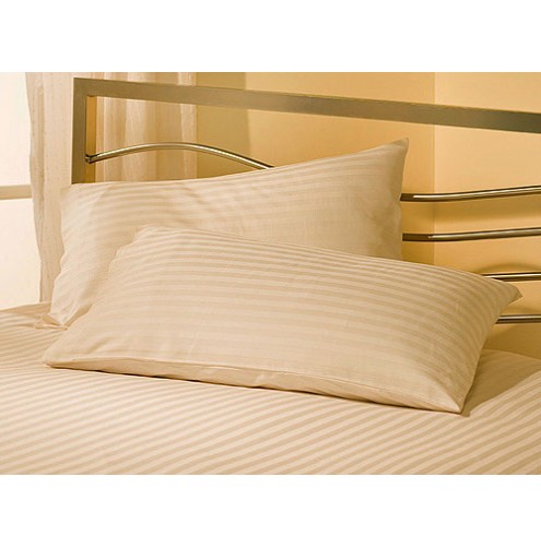 Satin Stripe Pillow Cases Standard Pair Ivory