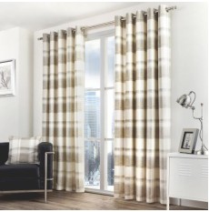 Balmoral Check Ready Made Curtains Natural