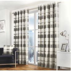 Balmoral Check Ready Made Curtains Slate