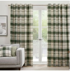 Balmoral Check Ready Made Curtains Bottle Green