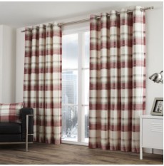 Balmoral Check Ready Made Curtains Ruby