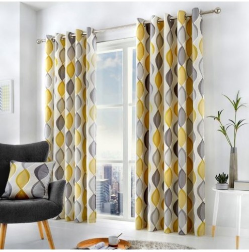 Lennox Ready made curtains - Grey Ochre