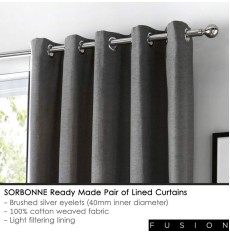 Sorbonne Ready Made Curtains - Charcoal