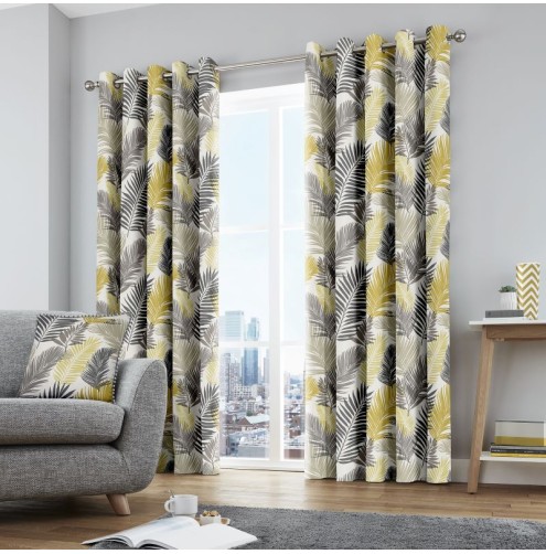 Tropical Ready Made Curtains - Ochre Tropical Ready Made Curtains - Ochre