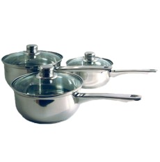 3-piece Stainless Steel Saucepan Set & Glass Lids