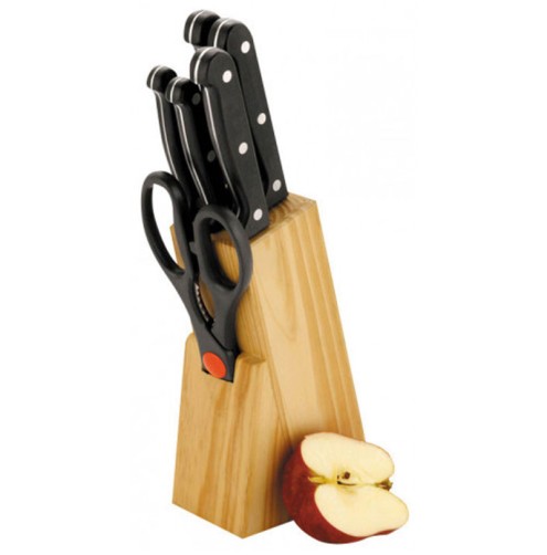 Wooden Knife Block with 6-piece set 