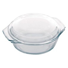 Round Glass Casserole Dish with lid 1L