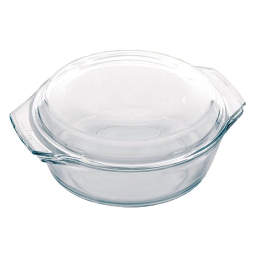 Round Glass Casserole Dish with lid 1L