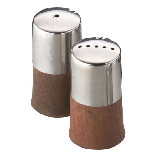 Wooden Salt & Pepper Pots Stainless Steel
